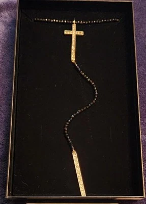 New Heidi Daus "Delicate Divinity" Beaded Crystal Cross Necklace - Image 1 of 3
