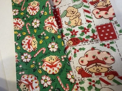NEW Vintage Strawberry Shortcake Christmas Fabric Ribbon 10 ft. 2" WIDE Pupcake - Image 1 of 4