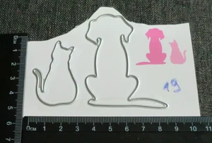 19) 2x Prägeschablonen Stanzvorlagen Stanzschablonen Cutting  Karten Katze Hund - Bild 1 von 2