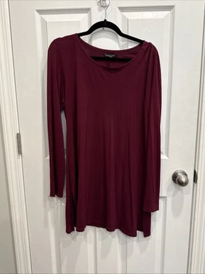 Top túnica manga larga 100 % seda Eileen Fisher granate mediano M Lagenlook Foto 1 de 4