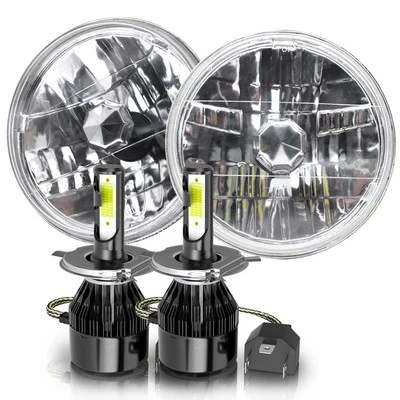 Pair 7" inch Round LED Headlights Hi&Lo Sealed For Dodge W100 W200 W300 Pickup - Image 1 of 4
