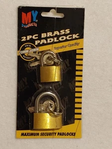 NEU 2 Stück Messing Vorhängeschlösser - 1 - 20 mm & 1 -30 mm - Mini Schlösser für Gepäck, Schmuckboxen - Bild 1 von 5