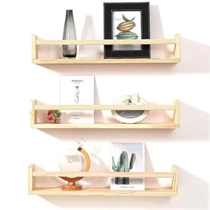 Set of 3 Floating Wall Shelves Picture Ledge Display Rack Book Hanging Shelf - Picture 1 of 7