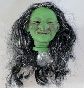Fibre Craft 3 1/2 inch Halloween WITCH HEAD # 7505 Doll Head : Green Red Eyes - Picture 1 of 7