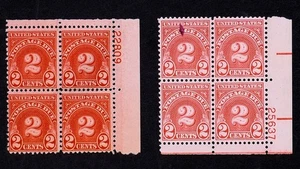 LSS Scott J81a/b 1931 2c franqueo escarlata debido MNH impresiones en seco húmedo mancha de tinta - Imagen 1 de 2