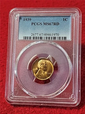 1939 LINCOLN WHEAT BACK CENT PCGS MS 67RD                              #MF-T6123 - Image 1 of 2