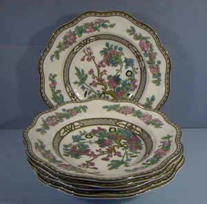 Six Bone China Rim Soup Bowls, Indian Tree Pattern, By Coalport China, England, - Picture 1 of 4