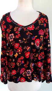LILY LOVES Womens Black/Red Floral Top Size 6 - Picture 1 of 3
