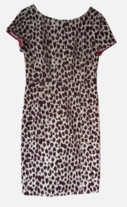 J. Crew Leopard Print Pencil Dress 10P Petites Sheath V Back Mob Wife Wiggle NEW - Picture 1 of 15