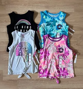 NWT Justice Girls Small (6/7) Bundle Lot Of Four Tank Top Shirts Wide Strap - Picture 1 of 2
