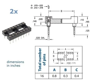 2x Ninigi Gold-16P, DIP16, zoccolo di precisione per integrati a 16 pin - Foto 1 di 1