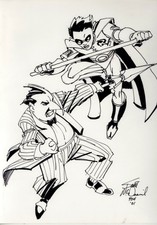 Robin vs Penguin commission sketch by Scott McDaniel Batman