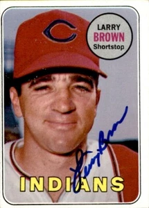 Tarjeta de béisbol firmada autografiada por Larry Brown 1969 Topps #503 Cleveland Indians - Imagen 1 de 2