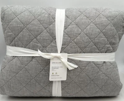 Edredón Pottery Barn Belga Lino Diamante KING ~ Gris Flagstone Foto 1 de 2