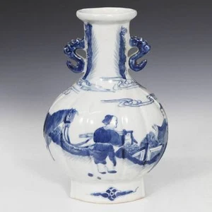 CHINESISCHE BLAU-WEISSWARE GLASIERTES PORZELLAN BALUSTER VASE DRRACHE KERAMIK KANGXI - Bild 1 von 9