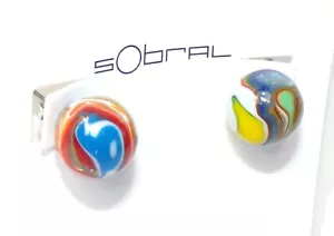 Sobral Planeten Orbitalis Pollock Multicolor Kugel Perlen Künstler hergestellt Ohrstecker - Bild 1 von 6