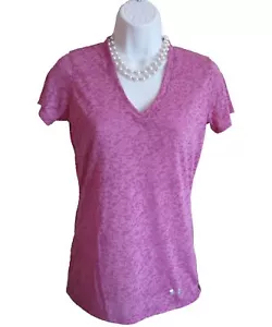 UNDER ARMOUR Heatgear T Shirt Size XS XSmall WOMENS TOP Tee V NECK Slub Knit - Picture 1 of 7