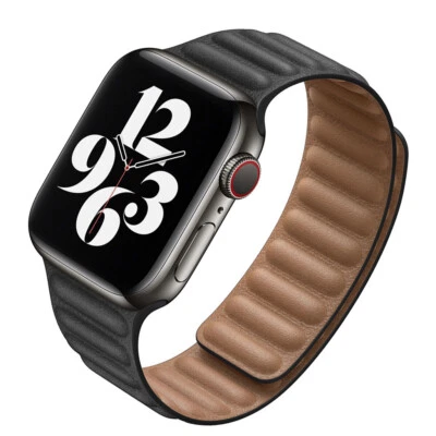 For Apple Watch Leather Link Magnetic Unisex Band 49mm Ultra Series 8 7 6 5 4 - Image 1 of 4