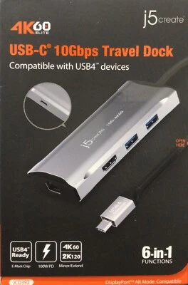 j5create - 4K60 Elite USB-C 10Gbps Travel Dock -(A2) - Image 1 of 2