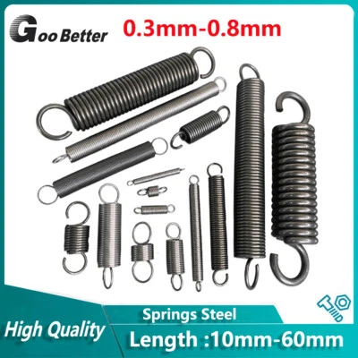 GOO BETTER 0.3mm-0.8mm Wire Dia Expansion Springs Extension Tension Spring Length 10mm-60mm