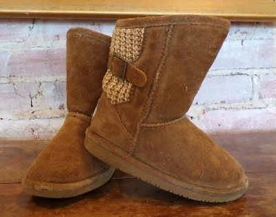 Bearpaw Brown Suede & shearling W/ Belt Buckle Toddler Boots Size 11 - Image 1 of 4