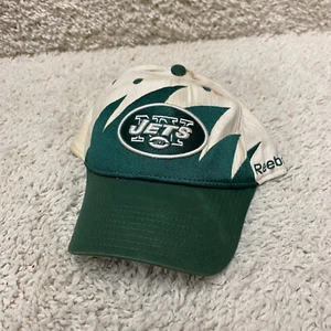 Vintage Reebook New York Jets Sharktooth Hat Small Medium Green White NFL Mens - Picture 1 of 9