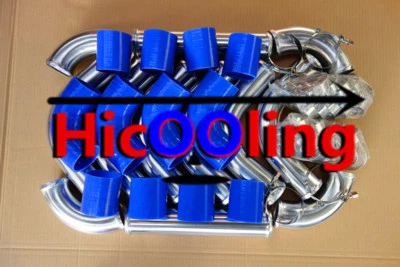2.5" Aluminum Universal Intercooler Turbo Piping Blue hose T-Clamp kits 12pcs - image 1 of 4