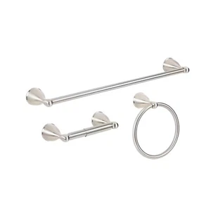 NEW Glacier Bay Builders 3-Piece Bath Hardware Set with Towel Bar TP Holder Towe - Picture 1 of 4