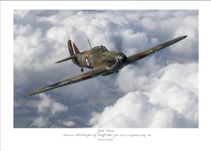 BATTLE OF BRITAIN HURRICANE MK1 ACE ZULU LEWIS LIMITED EDITION SIGNED PRINT - Picture 1 of 12