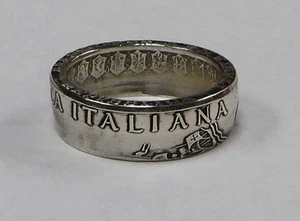 Coin ring "Handmade" from SILVER 500  LIRE ITALIAN COIN  in size 7-14 from Italy - Picture 1 of 3
