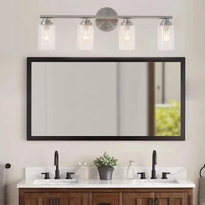 Silver Vanity Wall Lamp Bathroom Wall Light Over Mirror 4-Light Wall Sconces - Picture 1 of 14