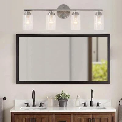 Lámpara de pared tocador plateada luz de pared de baño sobre espejo apliques de pared de 4 luces Foto 1 de 4