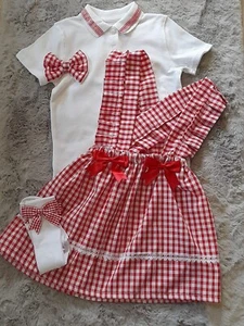MÄDCHEN SCHULUNIFORM 2-14 JAHRE ROCK POLOSHIRT CLIP SOCKEN ROT GINGHAM - Bild 1 von 2