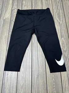Nike Kids Girls Black Capri Length Leggings Dri-Fit Size 6 - Picture 1 of 5