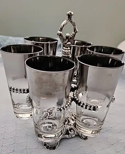 Vintage 1970 L&L WMC Loevsky Silver Ombre Caddy Holder & Glasses CLEARANCED - Picture 1 of 12