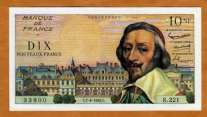 Francia, 10 nuovi franchi, 1962, P-142a aUNC-UNC cardinale Richelieu - Foto 1 di 2