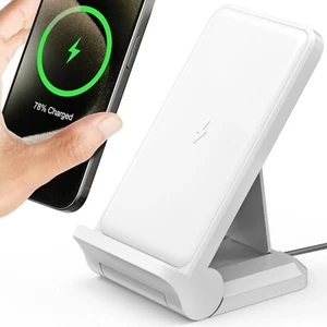 Cargador Inalámbrico, Base Magnética Plegable Rápida Qi 15W, Blanco - Imagen 1 de 7