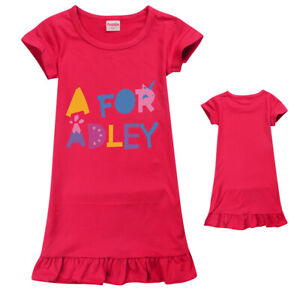A for Adley Girls Nightdress Nighty Nightwear Kids Childrens Pyjamas Pjs Summer