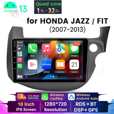 JUNSUN CarPlay For Honda JAZZ FIT 2007-13 Android 13 Car Radio Stereo GPS Sat Nav WIFI