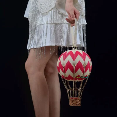Balão de ar quente formato esférico bolsa de fivela magnética bolsa de mão de couro menina presente - Imagem 1 de 4