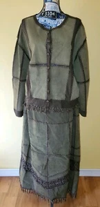S.M.H. Woman 2 Piece Leather Dress Army Green 1X  - Picture 1 of 6