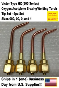 Victor Type HD(300 series)Oxy/Acet Brazing/Welding Torch Tip Set -000,00,0,1-4pc - Picture 1 of 11