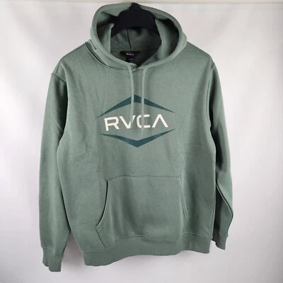 RVCA Hoodie Mens Medium Green Fleece Sweatshirt Logo NWT - Image 1 of 4
