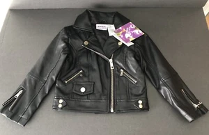 Blueberi Boulevard Mini Faux Black Leather Jacket with Zippers.. Size 4 - Picture 1 of 7