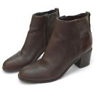 Marc Fisher SAMONA Leather Ankle Booties Brown Side Zip Size 7.5