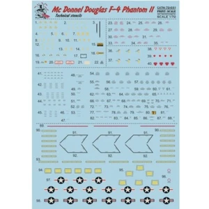 Print Scale 72-031 Waterslide Decal airplane 1:72 F-4 Phantom Technical stencils - Picture 1 of 24