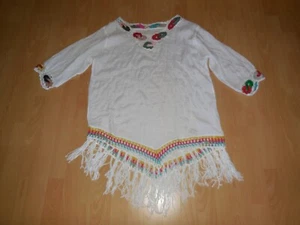 Hippie Ibiza Style Tunika Schlupf Bluse mit Fransen XL 42/44/46 weiss Ungetragen - Bild 1 von 4