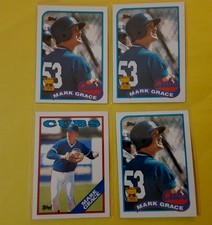 1988 1989 MARK GRACE 4-CARD ROOKIE LOT  TOPPS TRADED Topps Base CUBS