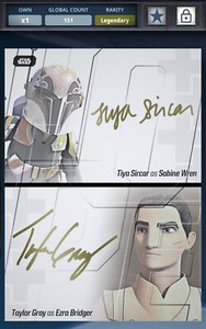 Star Wars Card Trader 2021 Legendary 151cc Tiya/Sabine and Taylor/Ezra Signature
