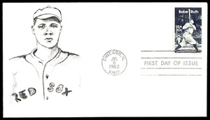 Chicago IL 1983 Babe Ruth FDC Red Sox Scharf Cachet - Picture 1 of 2
